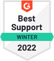 G2 Best Support Winter 2022 award