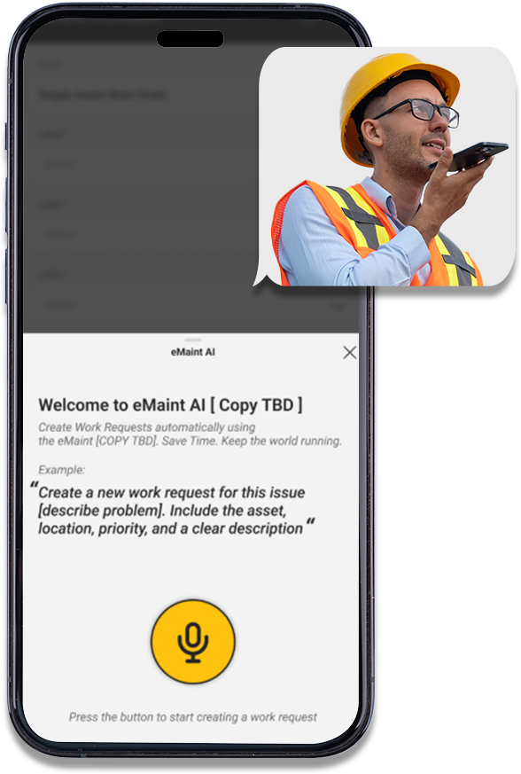 Screenshot of eMaint mobile AI assistant