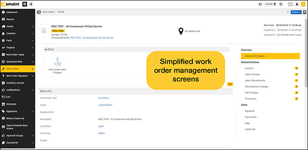 Work order screenshot