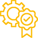 Yellow cog and prize ribbon icon