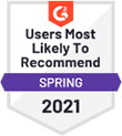 G2 Users Most Likely to Recommend Award