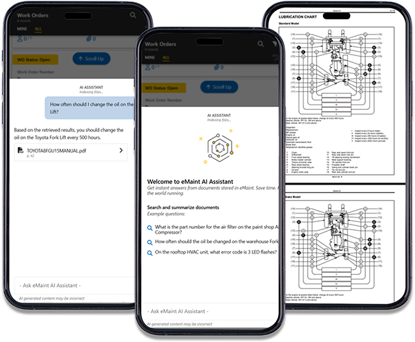 Screenshot of eMaint mobile AI assistant
